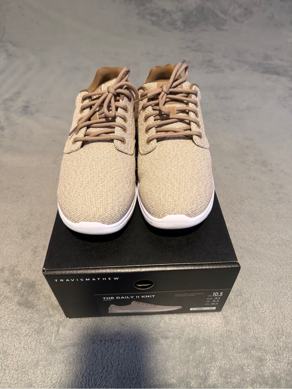 Travis Mathew Men’s Knit Sneakers - Beige with White Sole